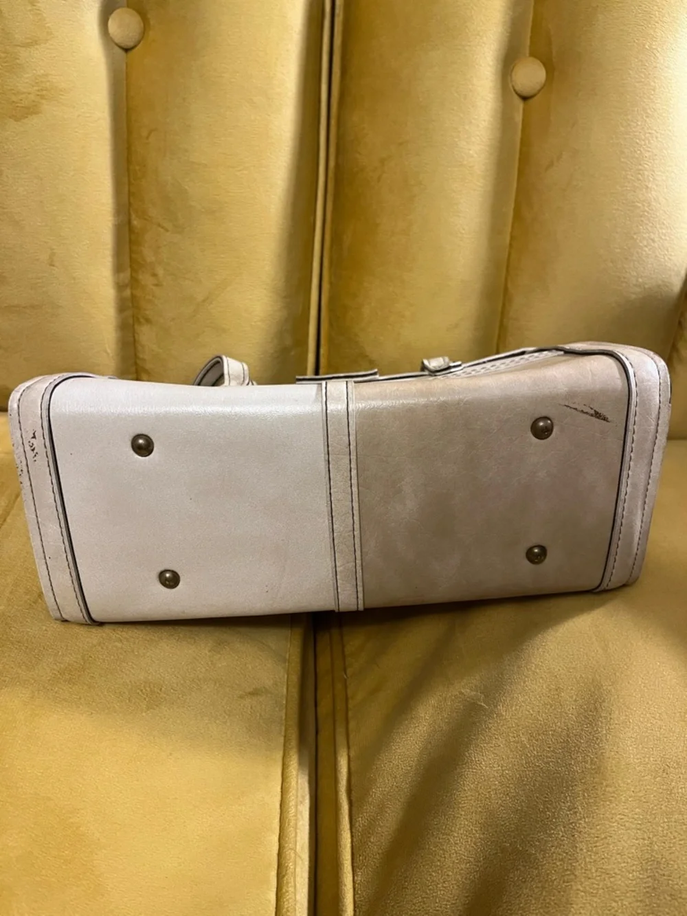 Vintage Spilene Structured Two-Tone Cream and Brown Women's Satchel